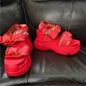 Anthony Wang 
Size 8 Red Platform shoes sandal